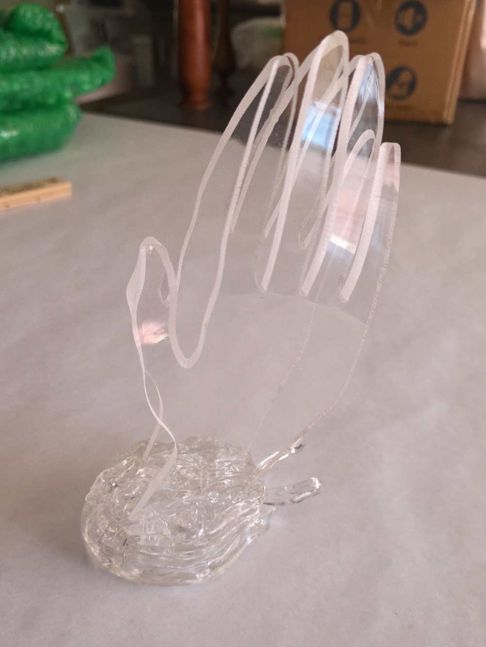 Vtg Clear Acrylic Lucite Praying Hands Sculpture Jewelry Display Holder Stand